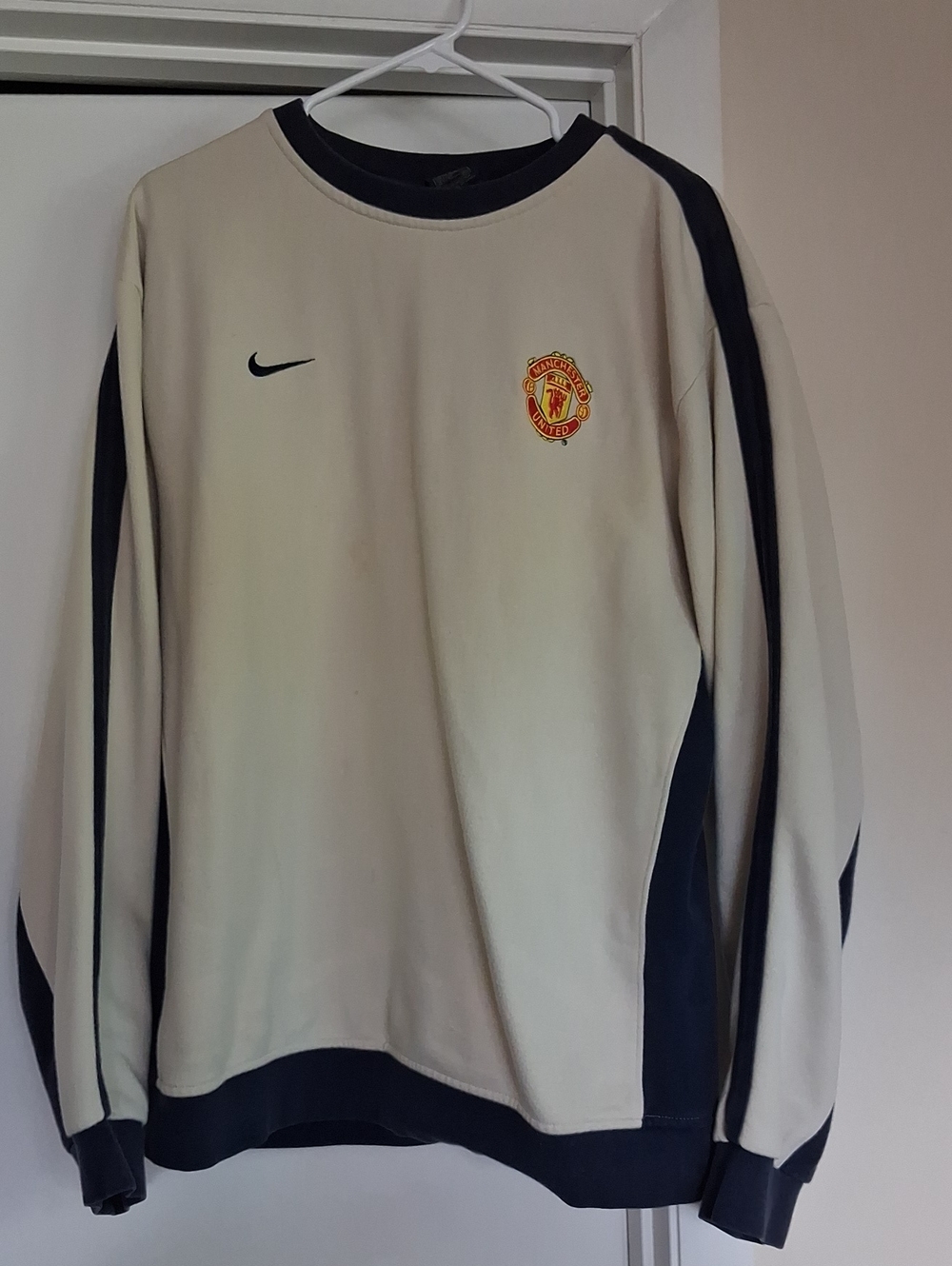 Nike Cream and Navy Manchester United Sweatshirt